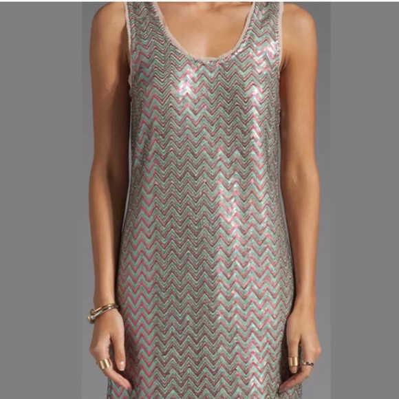 New ELLA MOSS Joliet Sequin Chevron Dress Blush Pink Shift Sheath Cocktail NWT - Picture 4 of 8